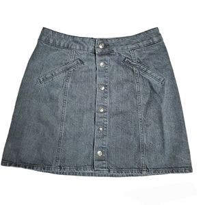 Pull and Bear grey denim button down skirt